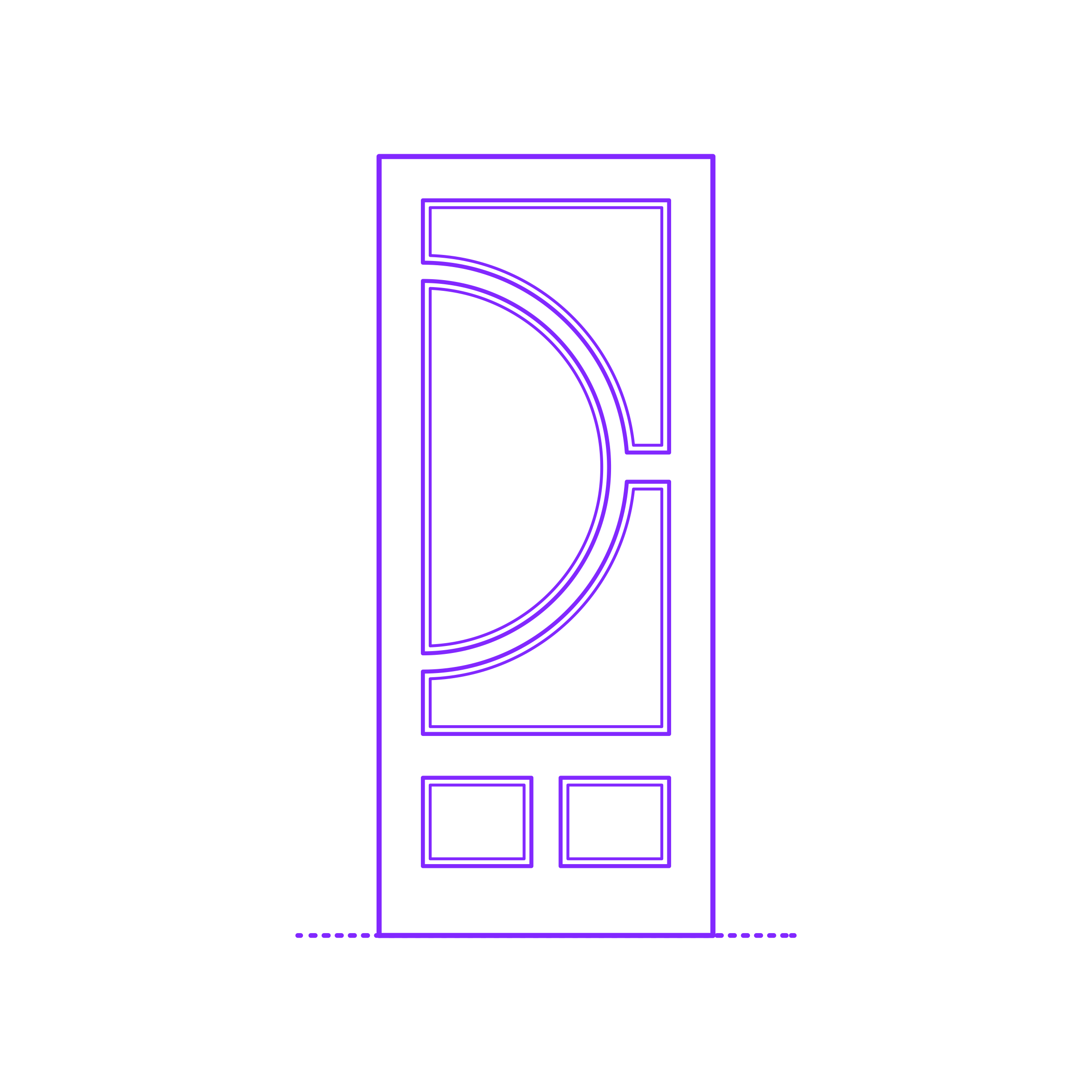 Buildings Exterior Doors Solid Entry Door Ornate 5 Panels Half Circle Outline Icon Svg Set Free Vectors